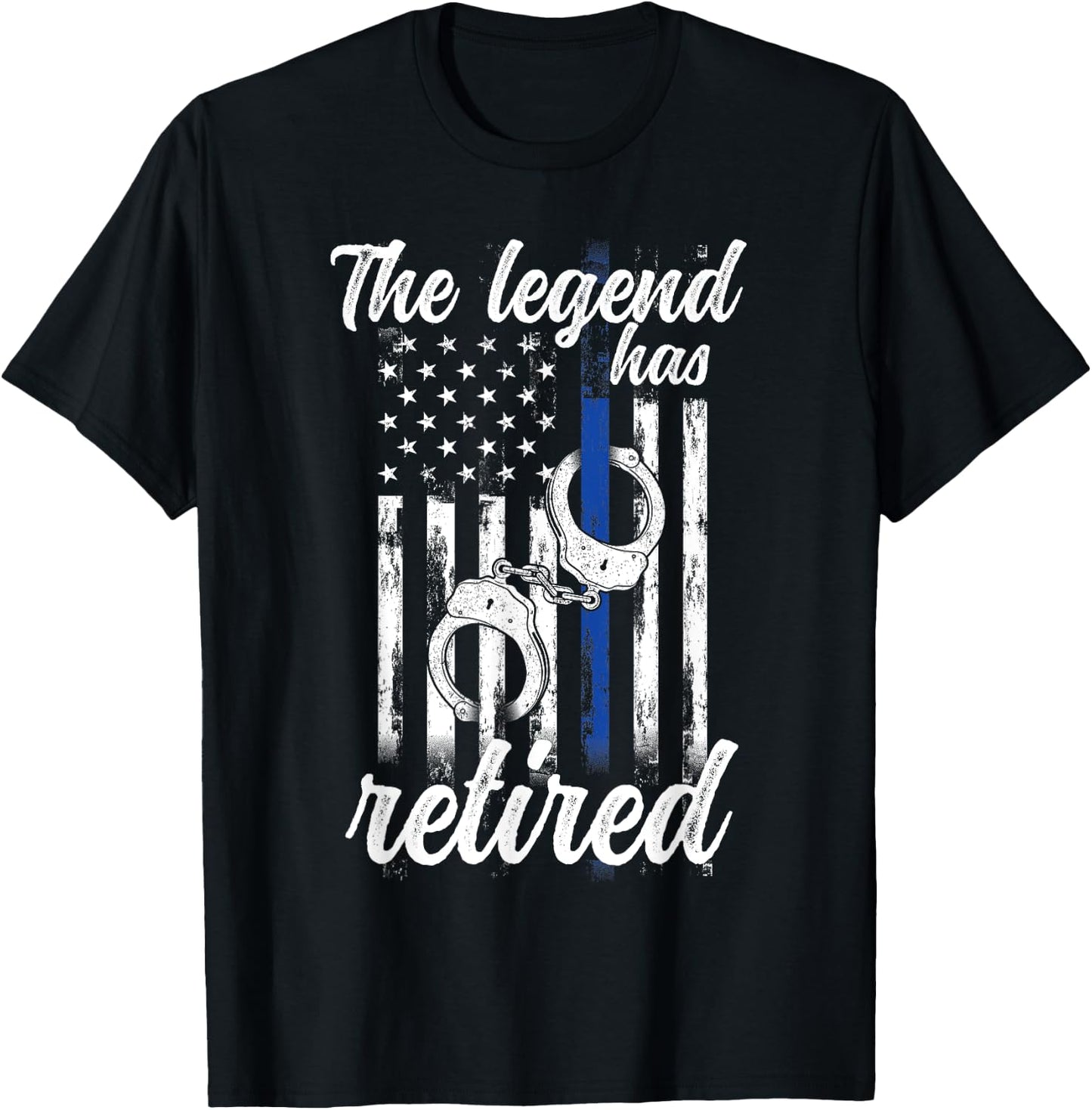 The Legend Has Retired Police Officer Retirement Vintage T-Shirt - T-Shirt | Black