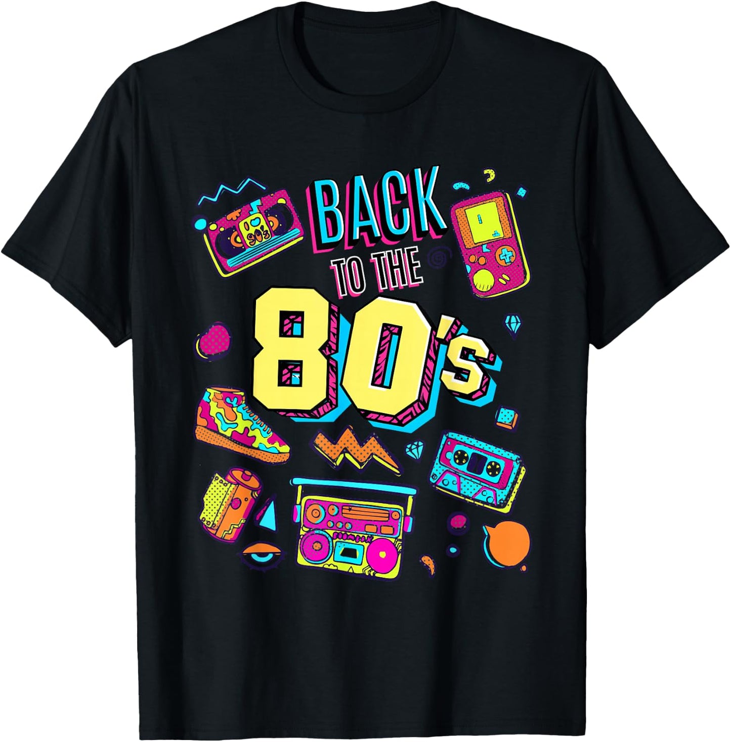 Enjoy Celebrate & Wear Cool Back To 80's Graphic Design Fun T-Shirt - T-Shirt | Black