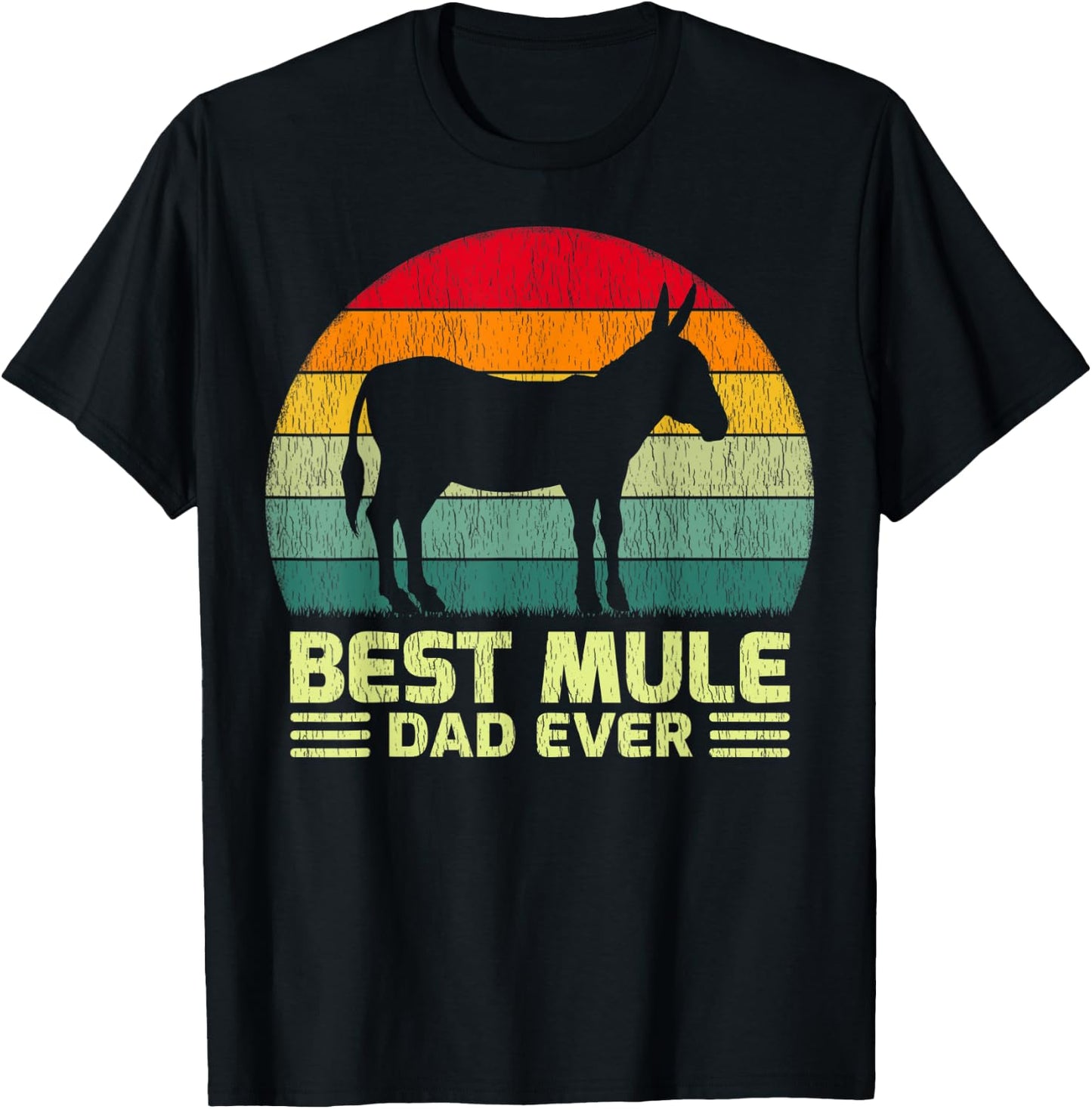 Funny Vintage Best Mule Dad Ever Father's Day T-Shirt - T-Shirt | Black