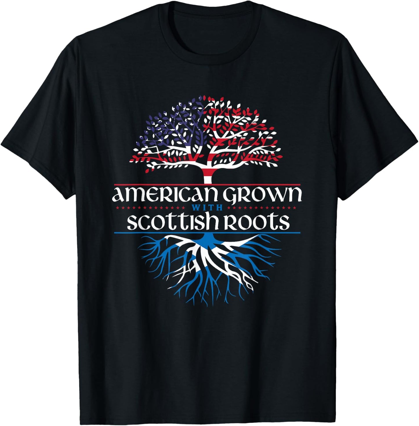 American Grown with Scottish Roots - Scotland Pride Heritage T-Shirt - T-Shirt | Black
