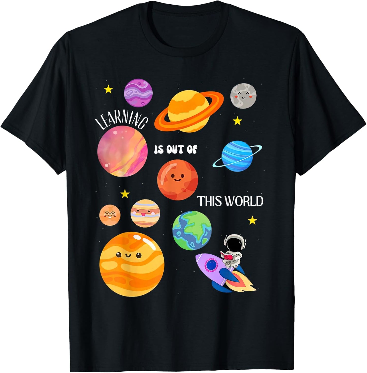 Learning Is Out Of This World Outer Space Science Teacher T-Shirt - T-Shirt | Black