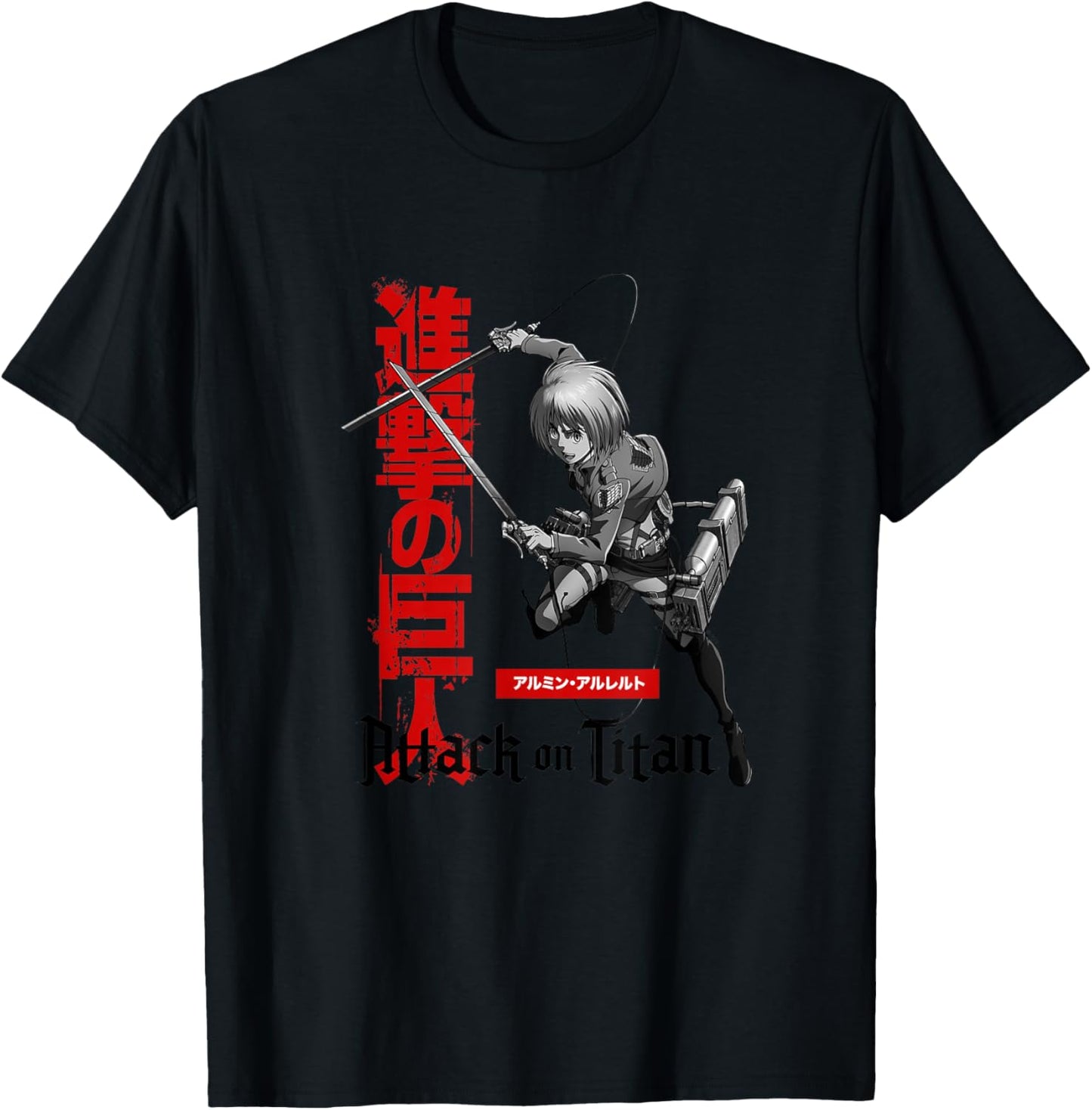 Attack on Titan Season 3 Armin with Kanji AOT Anime T-Shirt - T-Shirt | Black