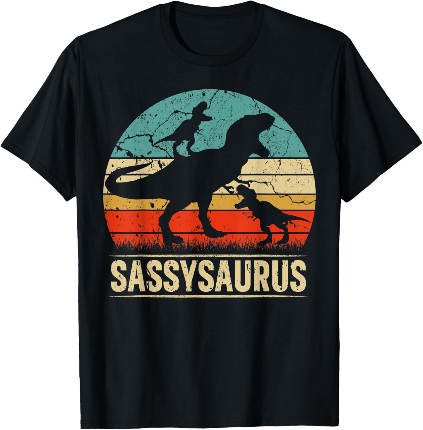 Sassy Dinosaur T Rex Sassysaurus 2 kids Family Matching T-Shirt - T-Shirt | Black
