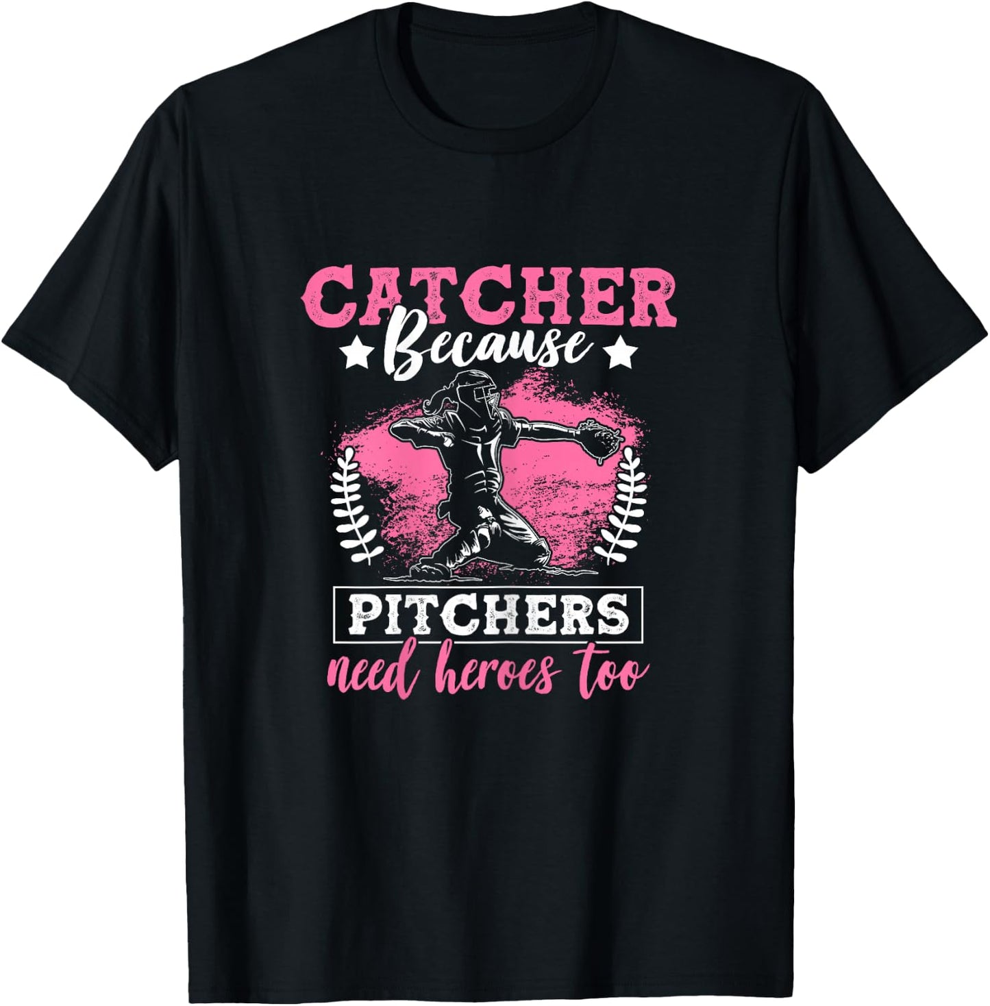 Funny Softball Lover Graphic Women Girls Softball Catcher T-Shirt - T-Shirt | Black