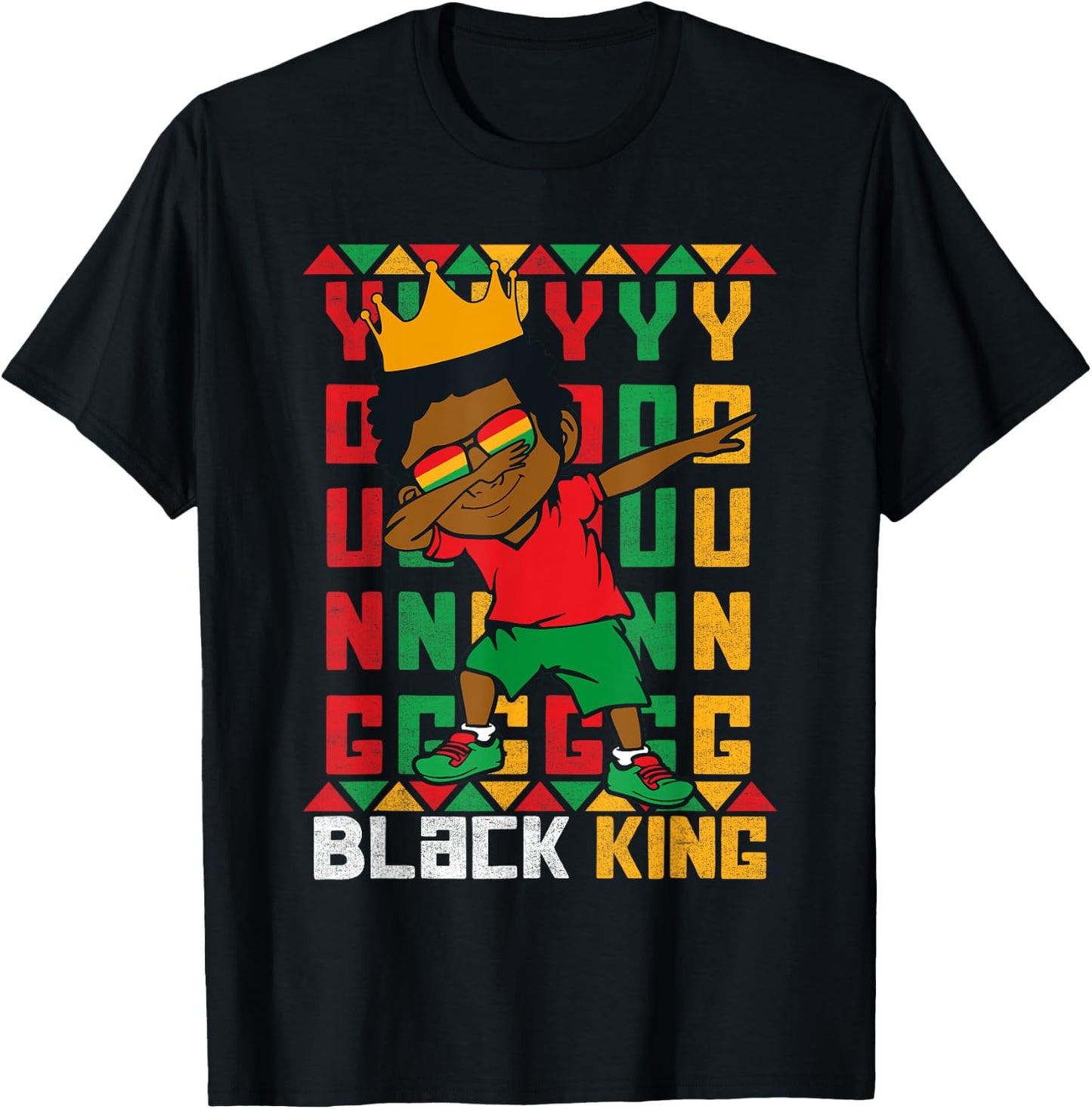 Young Black King Dab Kid African American Boy Juneteenth T-Shirt - T-Shirt | Black