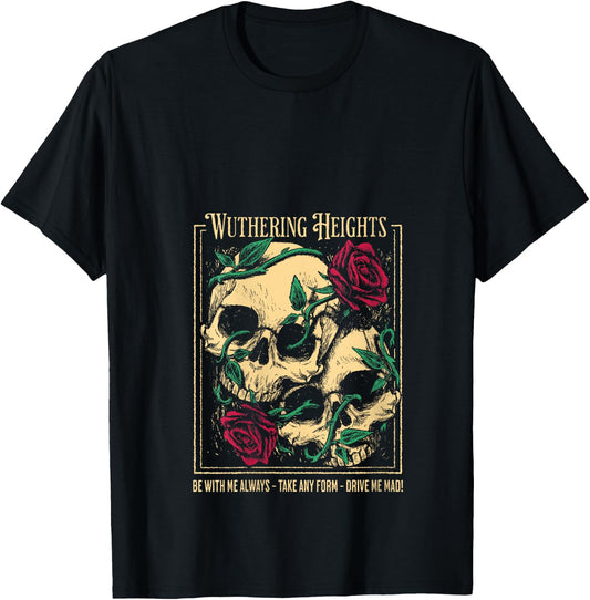 Women's Wuthering Heights Gothic Book Lover Classic Literature V-Neck T-Shirt - T-Shirt | Black