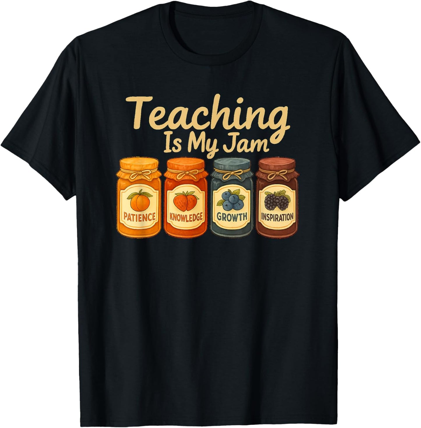 Teaching is My Jam Cute Fruit Jar Teacher Vintage T-Shirt - T-Shirt | Black