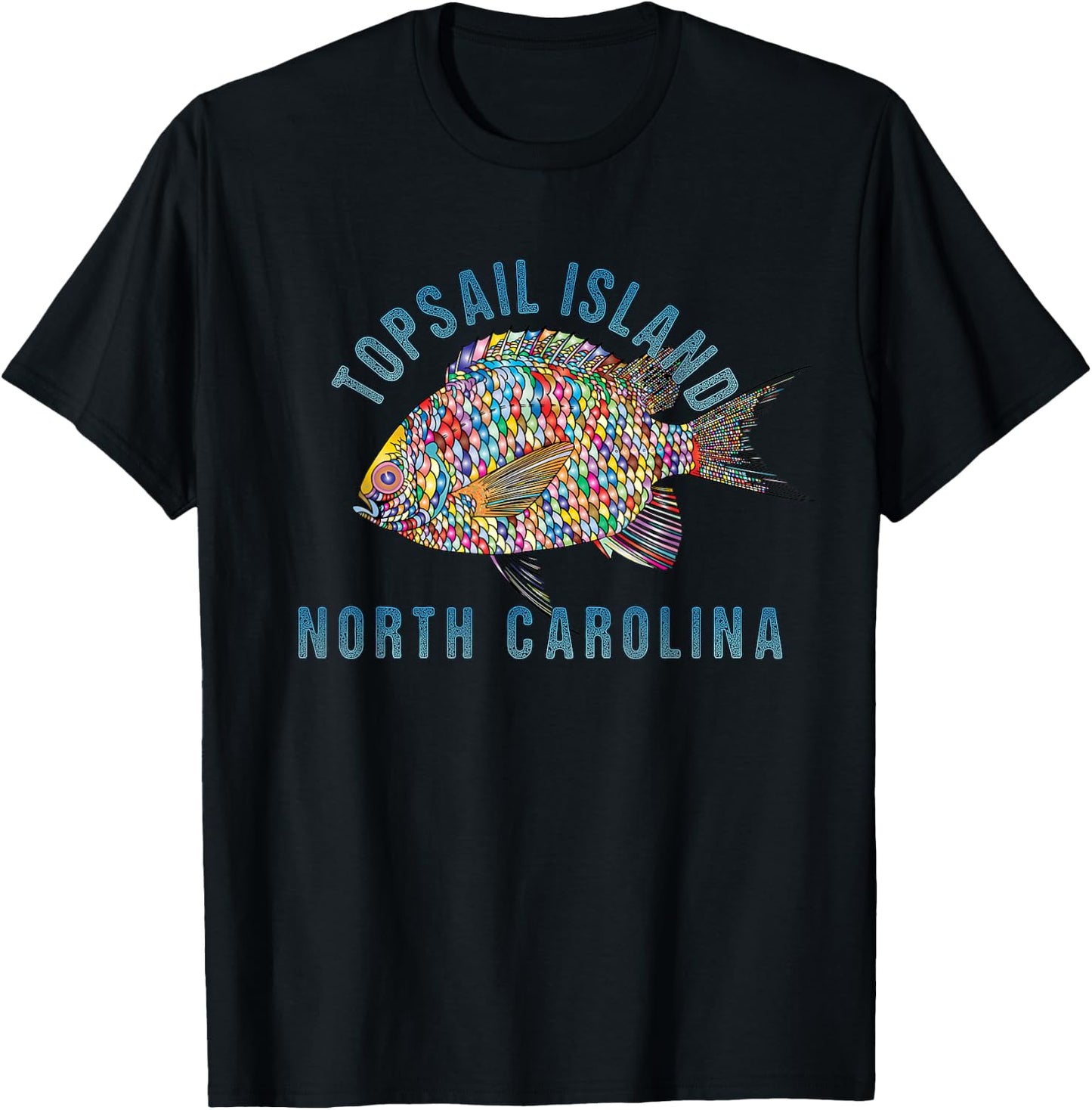 Topsail Island, NC Beach Design / Souvenir Illustration Men Women Girls Kids T-Shirt - T-Shirt | Black