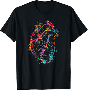 Beautiful Watercolour Heart Organ Human Body Anatomy Small T-Shirt - T-Shirt | Black