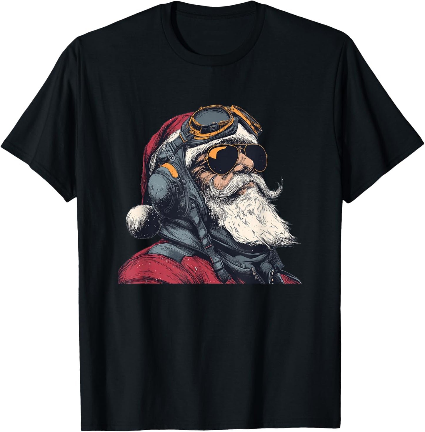 Santa Claus Pilot Costume for Boys and Girls T-Shirt - T-Shirt | Black