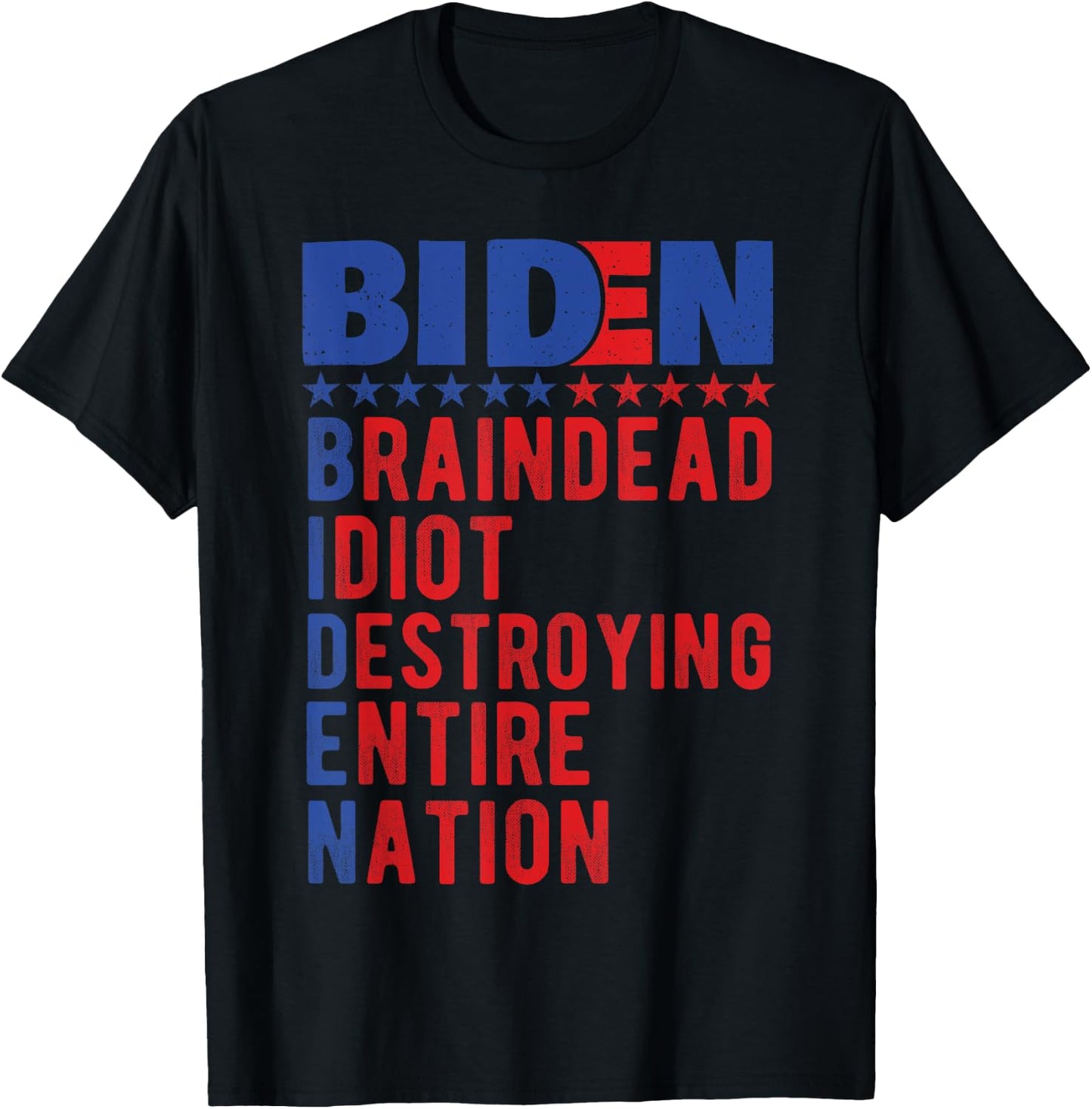 Anti Biden, Braindead Idiot Destroying Entire Nation T-Shirt - T-Shirt | Black