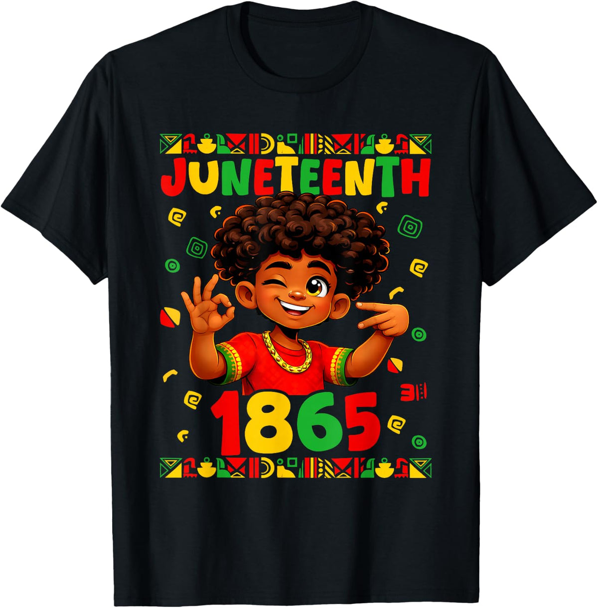 Juneteenth Celebrating 1865 Melanin Brown Skin Boys Kid Teen T-Shirt - T-Shirt | Black