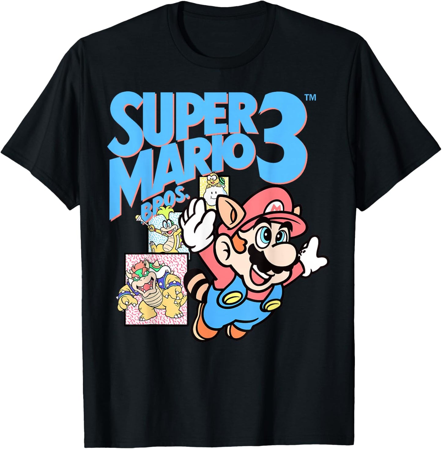 Super Mario 3 Flying Mario Group Shot Poster T-Shirt - T-Shirt | Black