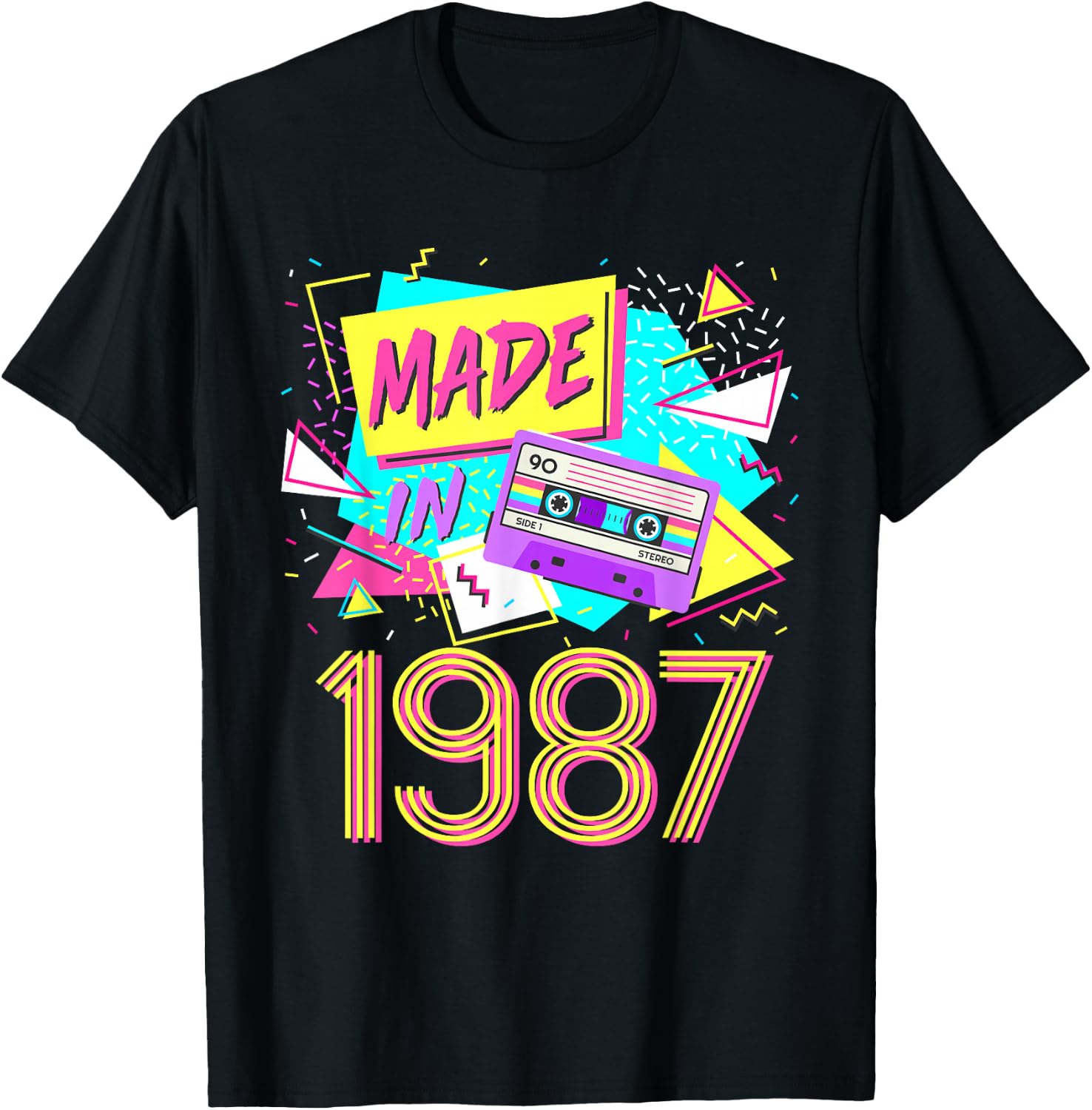 Made In 1987 35 Years Old Retro Vintage 80s 35th Birthday T-Shirt - T-Shirt | Black