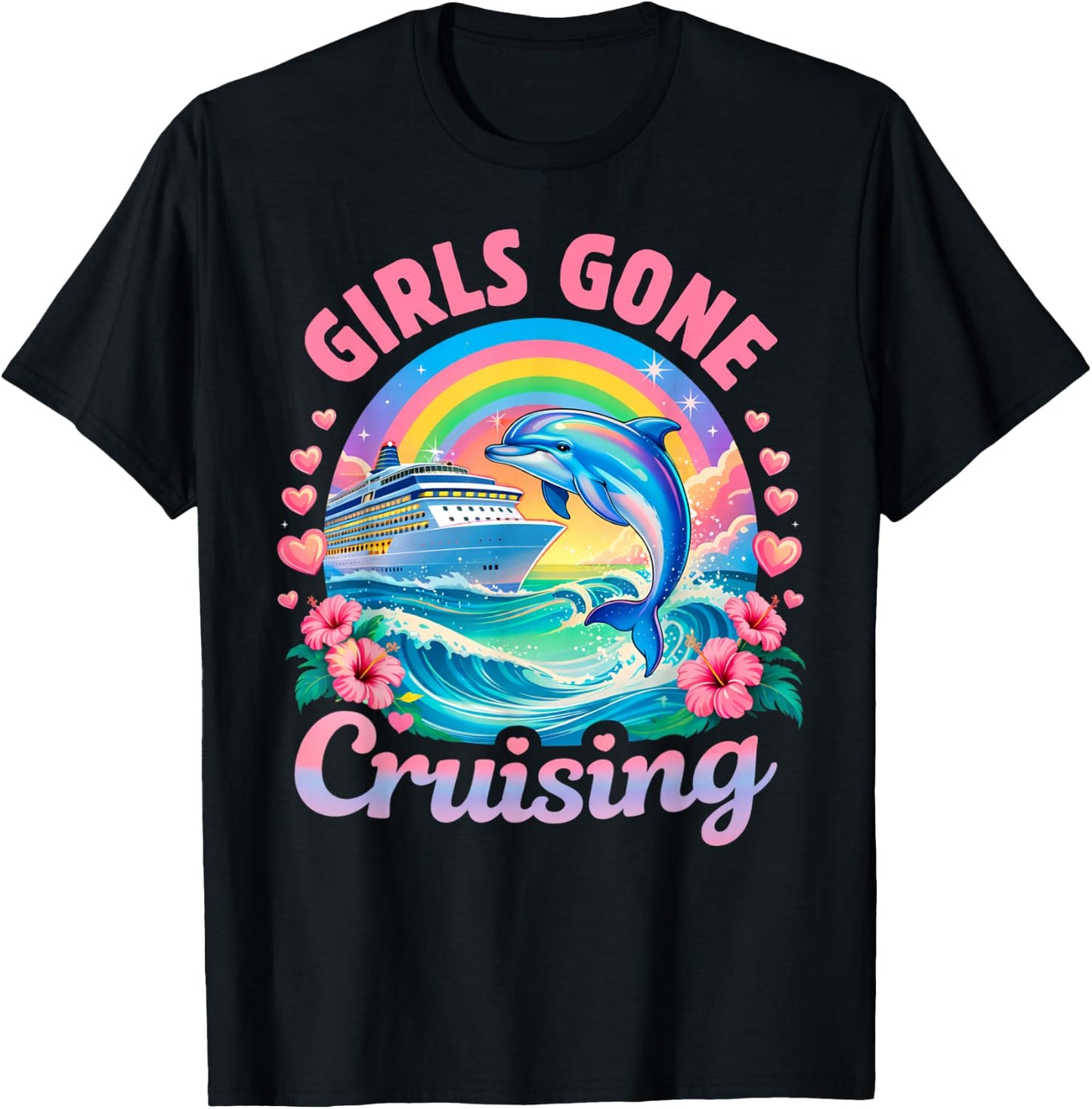 Girls Gone Cruising Women Cruise Vacation Bestie Trip T-Shirt - T-Shirt | Black