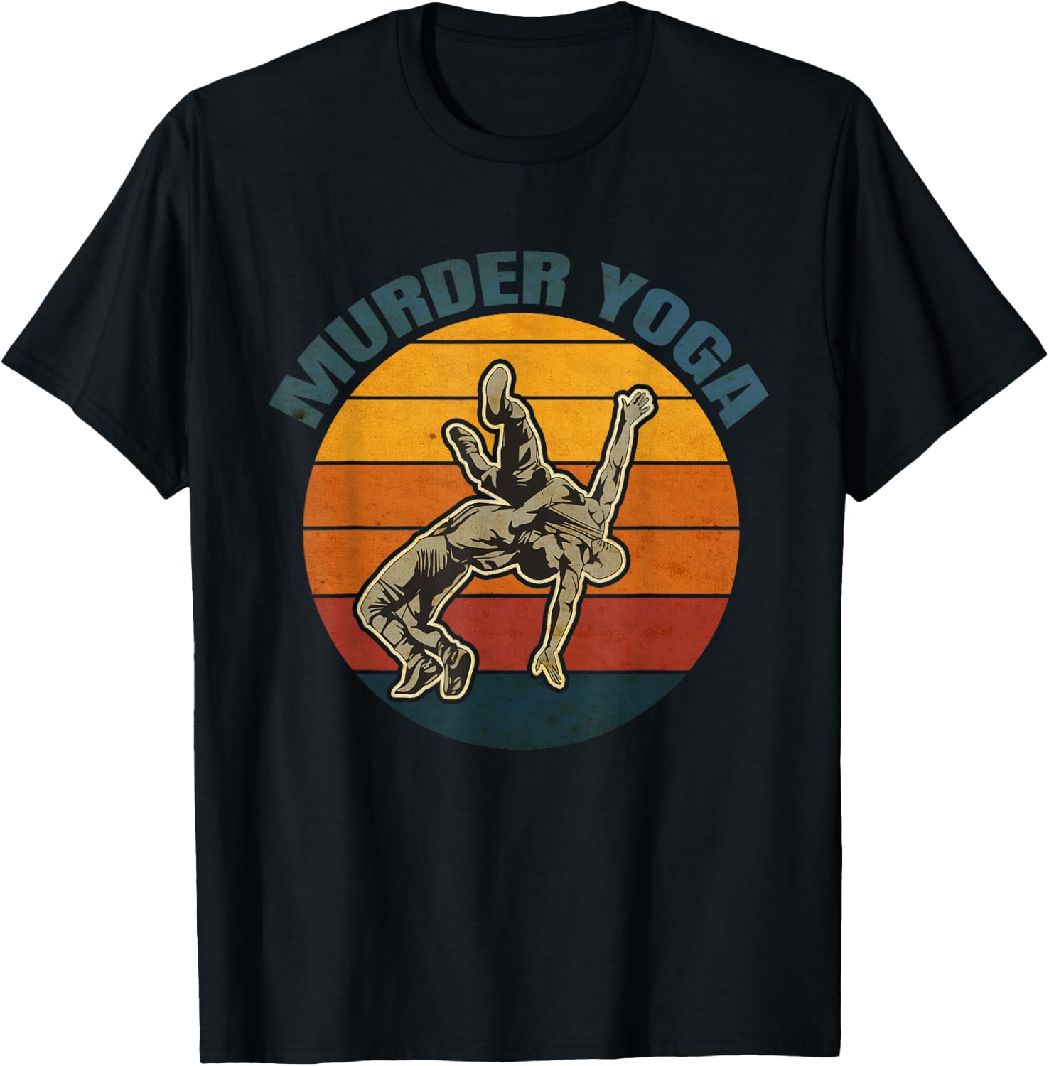 Vintage Wrestling Murder Yoga Whistler Humor T-Shirt - T-Shirt | Black
