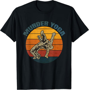 Vintage Wrestling Murder Yoga Whistler Humor T-Shirt - T-Shirt | Black