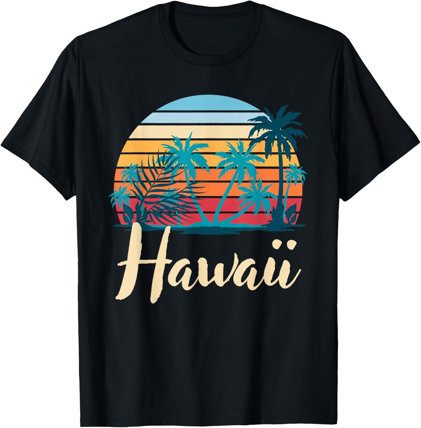 Hawaiian Summer Tropical Summer Holiday Retro Hawaii T-Shirt - T-Shirt | Black