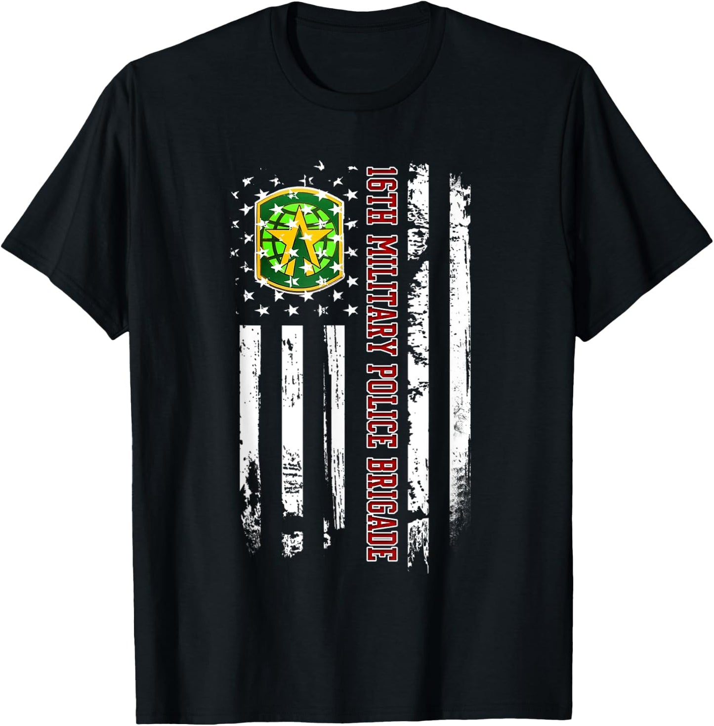 16th Military Police Brigade Veteran USA Flag Veterans Xmas T-Shirt - T-Shirt | Black