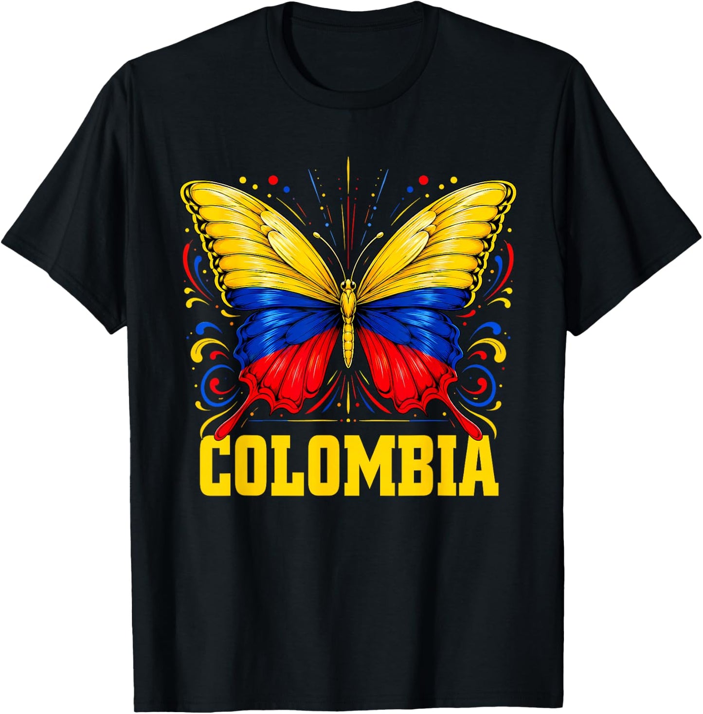 Vintage Colombia Butterfly Colombian Flag Pride Roots Women T-Shirt - T-Shirt | Black