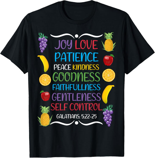 Awesome Galatians Fruit Of The Spirit Religious Verses T-Shirt - T-Shirt | Black