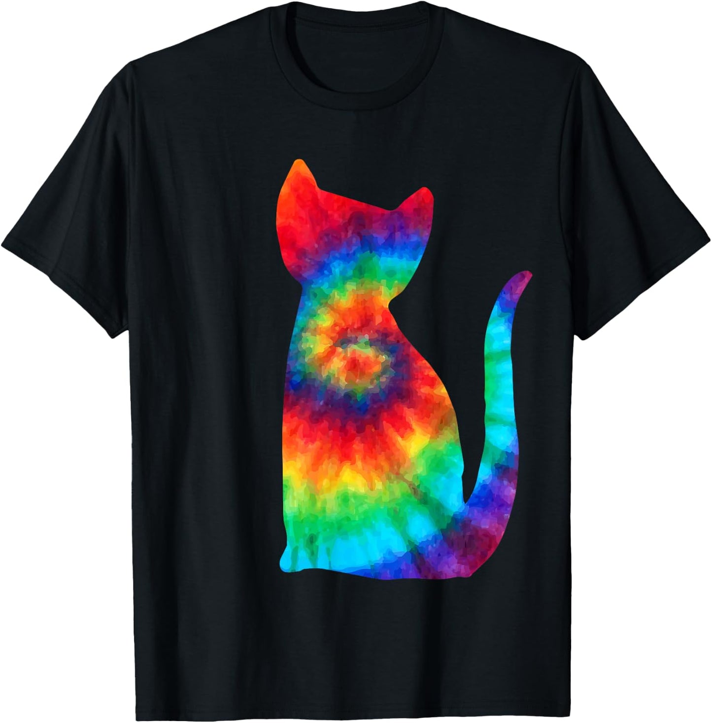 Tie Dye Cat Shirt | Colorful Tye Dye Kitten T-Shirt - T-Shirt | Black
