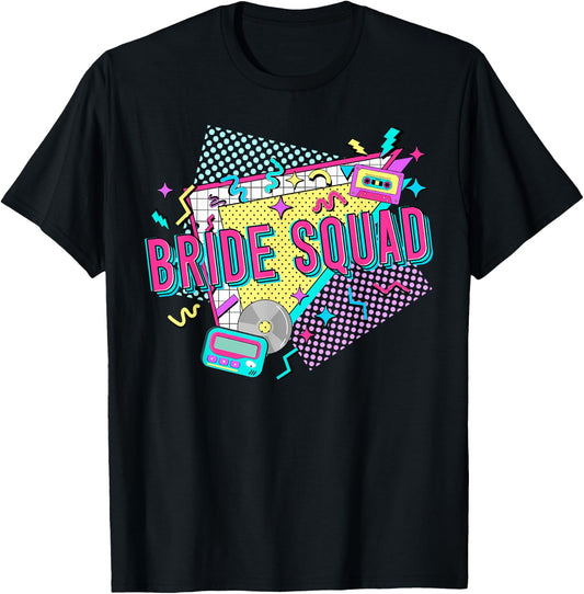 Retro Bride Crew of the 90s Bachelorette 90s Bride Squad T-Shirt - T-Shirt | Black