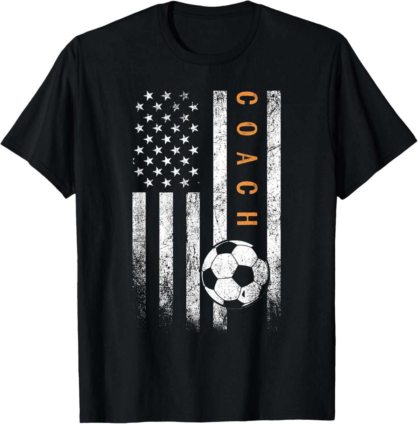 Soccer Coach American Flag Design Soccer Trainer Coaching T-Shirt - T-Shirt | Black