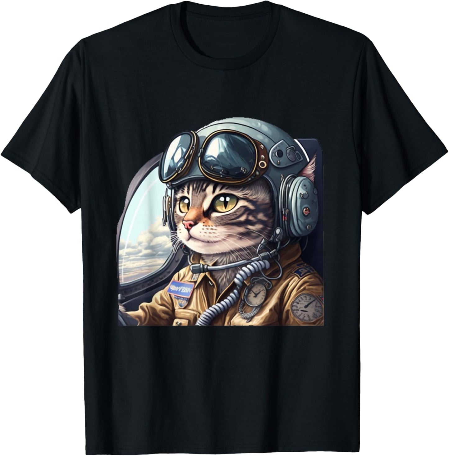 Cat Pilot T-Shirt - T-Shirt | Black