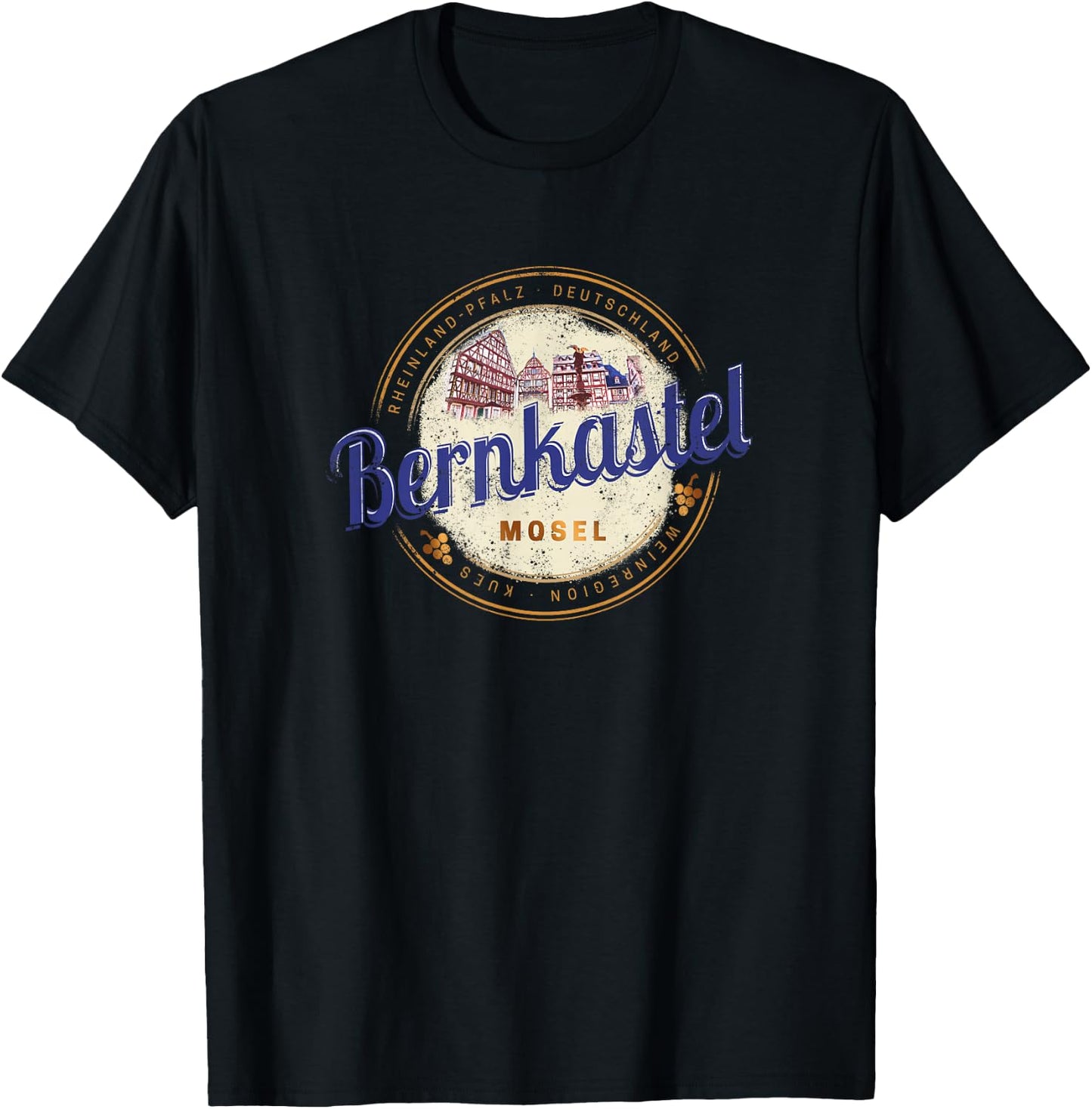 Bernkastel Kues Vintage Moselle Rhineland-Palatinate Germany T-Shirt - T-Shirt | Black