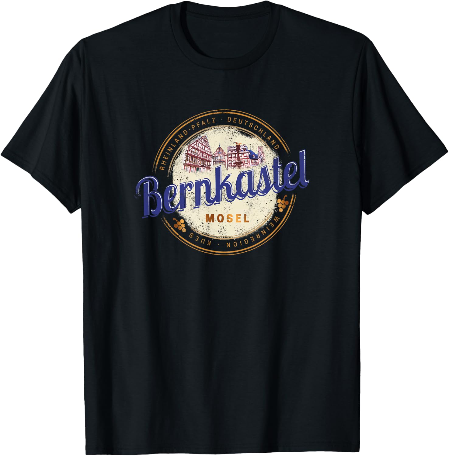 Bernkastel Kues Vintage Moselle Rhineland-Palatinate Germany T-Shirt - T-Shirt | Black