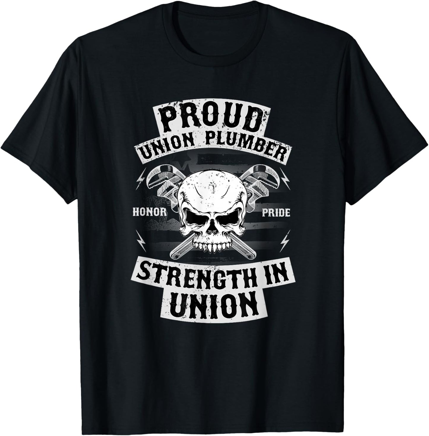 Union Plumber Shirt Union Pride Pipefitter T Shirts T-Shirt - T-Shirt | Black