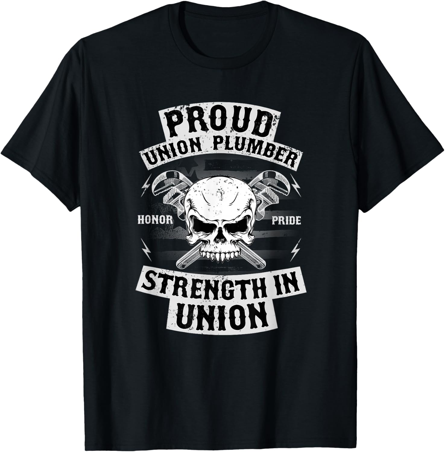 Union Plumber Shirt Union Pride Pipefitter T Shirts T-Shirt - T-Shirt | Black