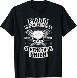 Union Plumber Shirt Union Pride Pipefitter T Shirts T-Shirt - T-Shirt | Black