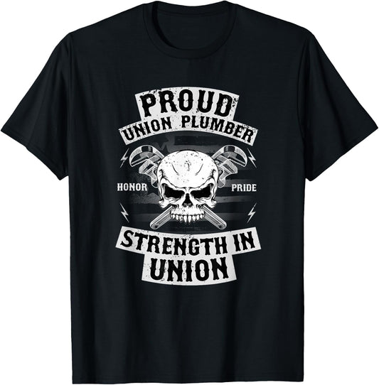 Union Plumber Shirt Union Pride Pipefitter T Shirts T-Shirt - T-Shirt | Black