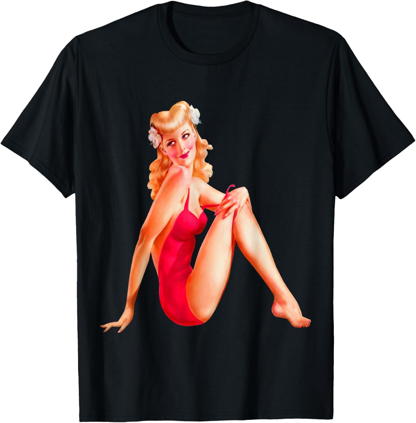 Vintage WW2 Pinup Girl Pop Art Mechanic Shop Calendar Pinups T-Shirt - T-Shirt | Black