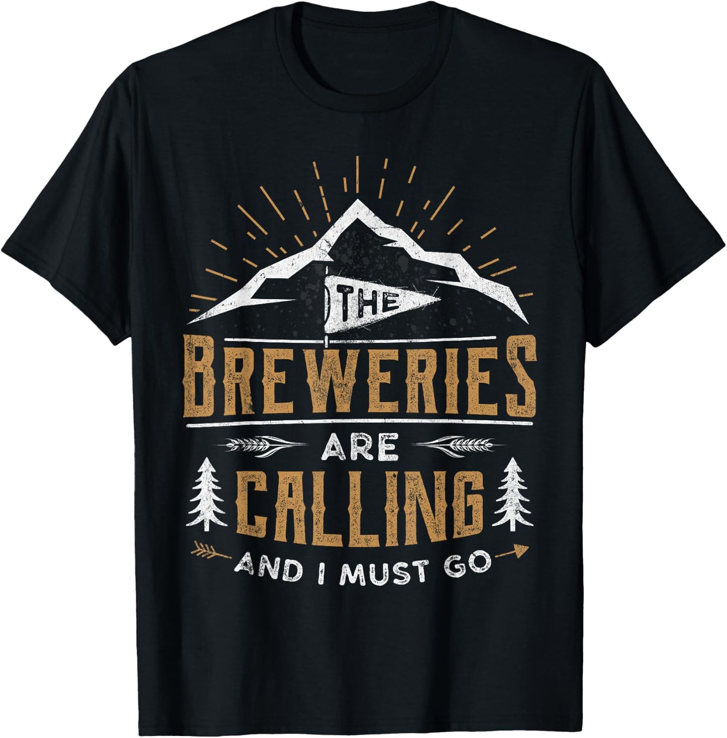 Vintage Breweries Are Calling I Must Go Craft Beer Novelty T-Shirt - T-Shirt | Black