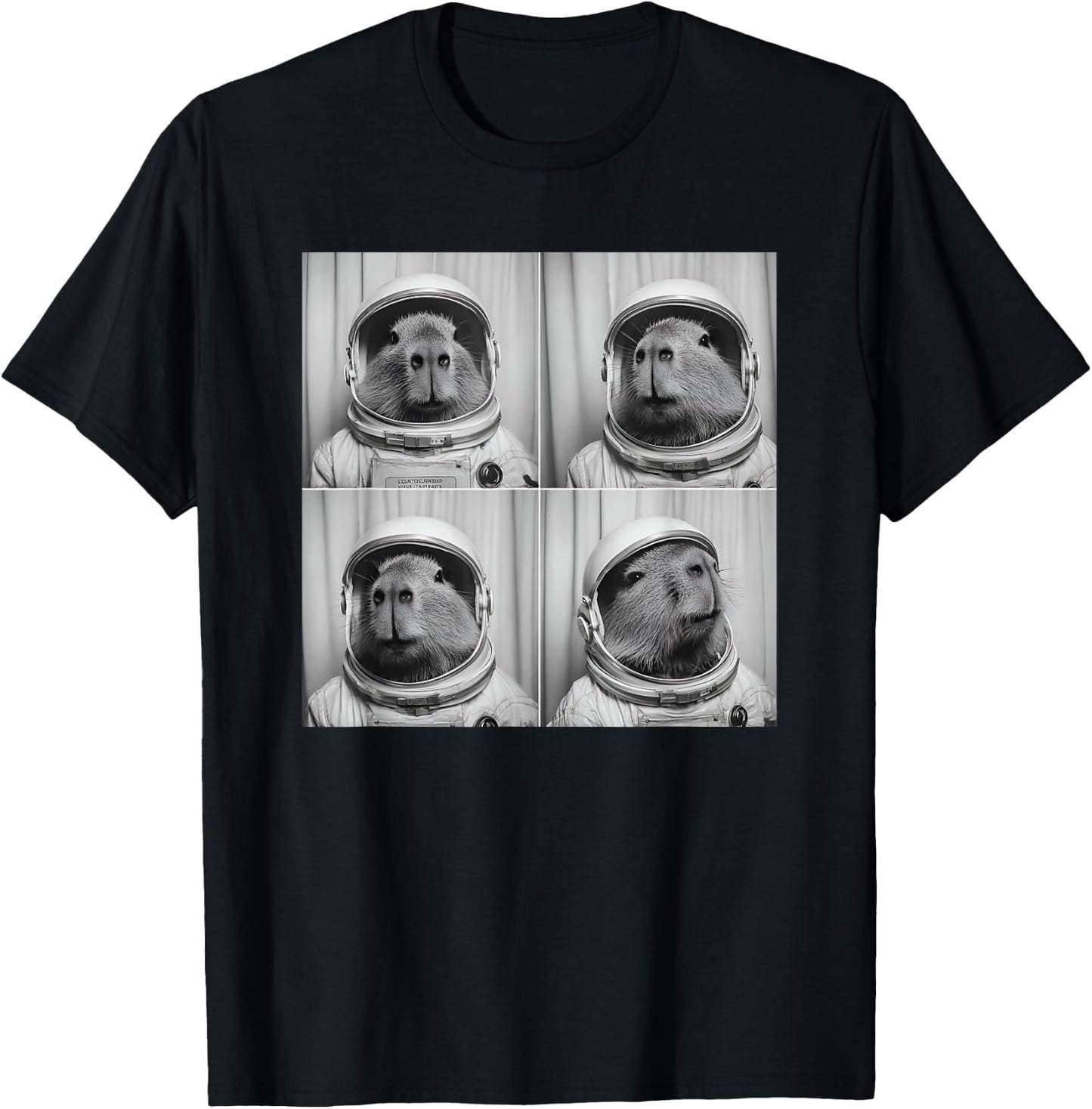 Capy Bara Astronaut Space Themed Capybara T-Shirt - T-Shirt | Black