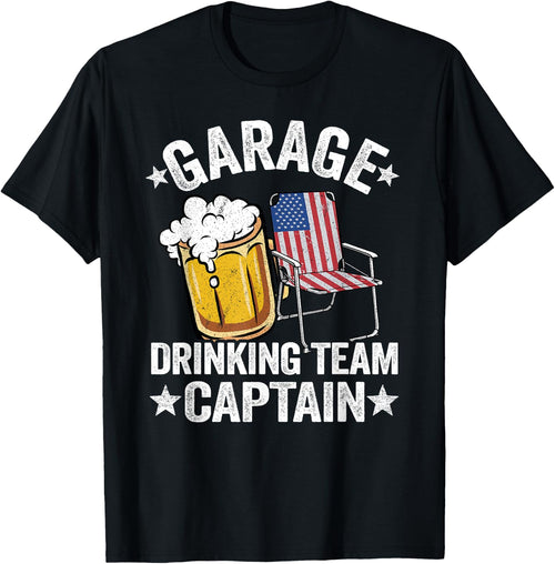 4th Of July Beer American Flag Garage Drinking Team Captain Men
