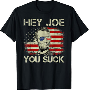Vintage American Flag Abraham Abe Lincoln Hey Joe You Suck Men T-Shirt - T-Shirt | Black