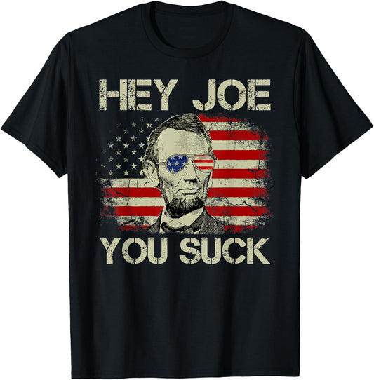 Vintage American Flag Abraham Abe Lincoln Hey Joe You Suck Men T-Shirt - T-Shirt | Black