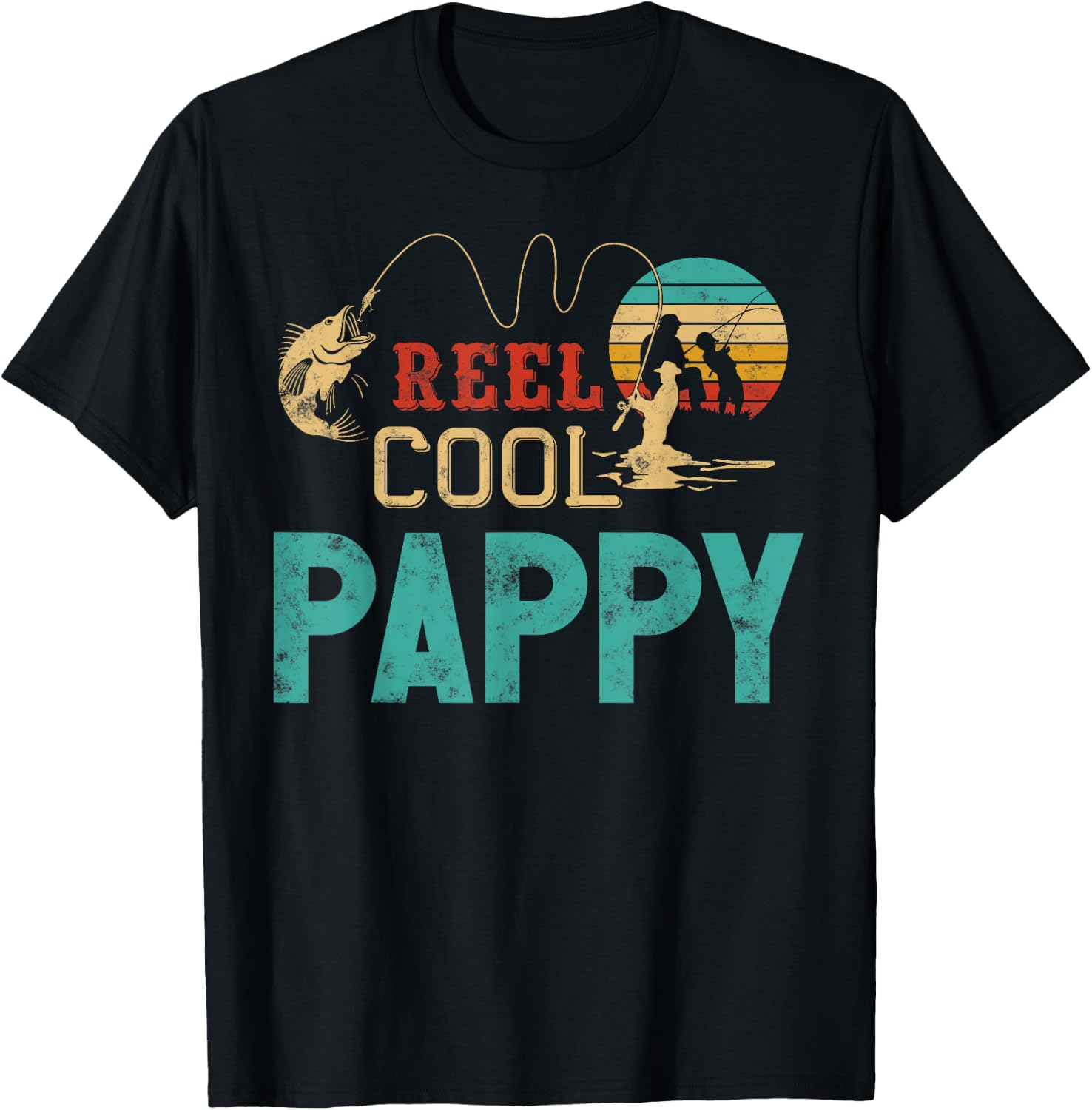 Reel Cool Pappy vintage funny fishing rod gifts for Pappy T-Shirt - T-Shirt | Black
