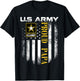 Vintage U.S. Army Proud Papa With American Flag Gift T-Shirt - T-Shirt | Black