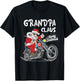 Grandpa Claus Biker Santa Motorcycle Fan Merry Christmas T-Shirt - T-Shirt | Black