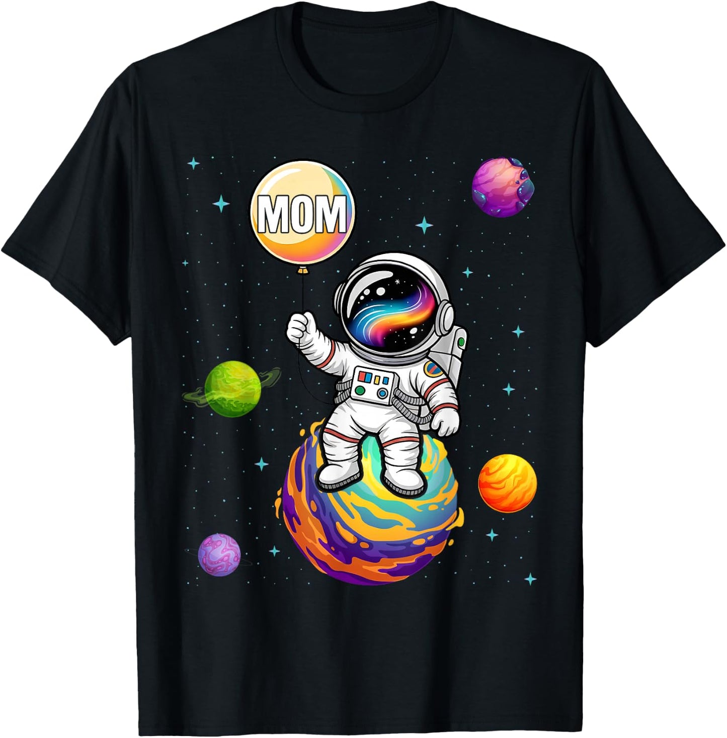 Mom of The Boy Space Astronaut 1st Birthday Family T-Shirt - T-Shirt | Black
