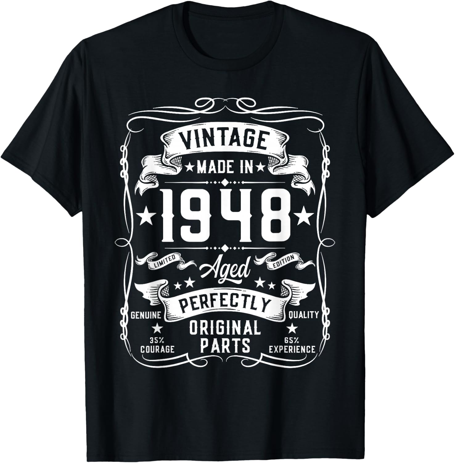Vintage 1948 77 Years Old Gifts 77yr 77th Birthday T-Shirt - T-Shirt | Black
