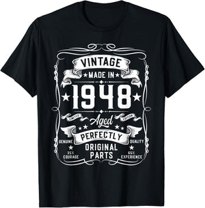 Vintage 1948 77 Years Old Gifts 77yr 77th Birthday T-Shirt - T-Shirt | Black