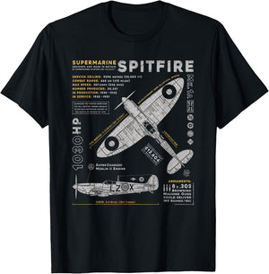Spitfire Mk.1 | RAF British WWII Supermarine Fighter Plane Small T-Shirt - T-Shirt | Black