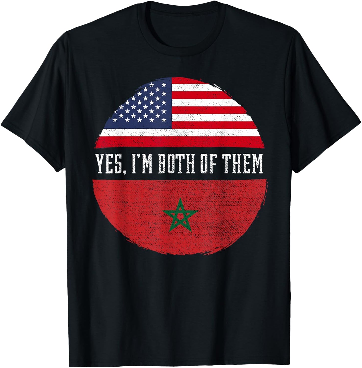 Half American Half Moroccan USA Flag Morocco Heritage DNA T-Shirt - T-Shirt | Black