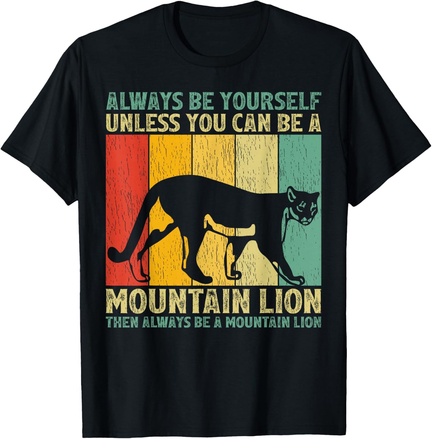 Mountain Lion Animal Lover Vintage Retro Mountain Lion T-Shirt - T-Shirt | Black
